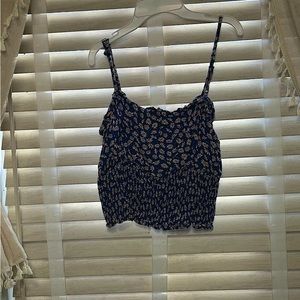 American Eagle Outfitters Blue Floral Crop Top Medium